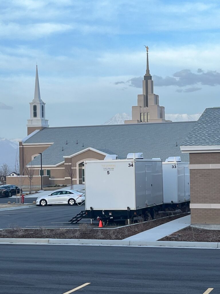 Portable Restroom trailer in Reno Nevada outside LDS Church